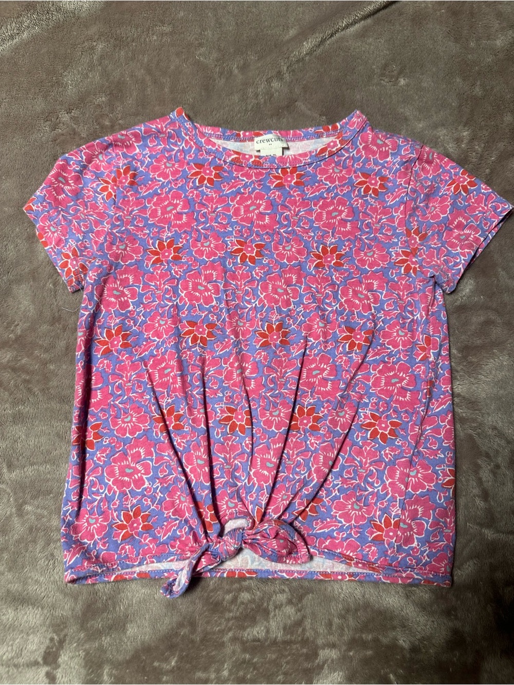 Crewcuts Pink & Purple Floral Tie-Front Short Sleeve Tee